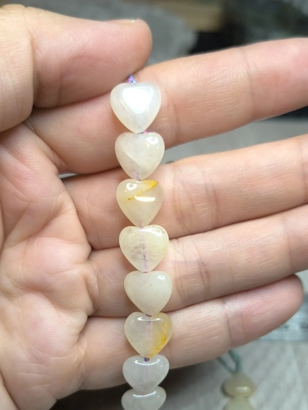 #2- Golden Healer Quartz Heart Beads - 10mm,  7